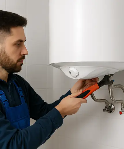 Plumber installing water heater in Spring, TX